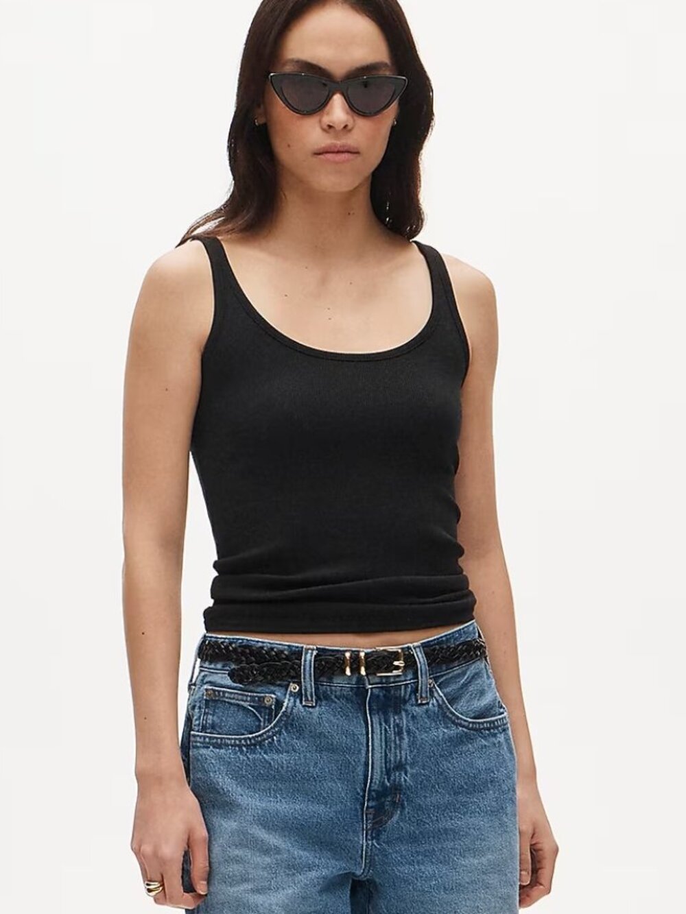 J. Crew Perfect Rib Scoopneck Tank Top in Black